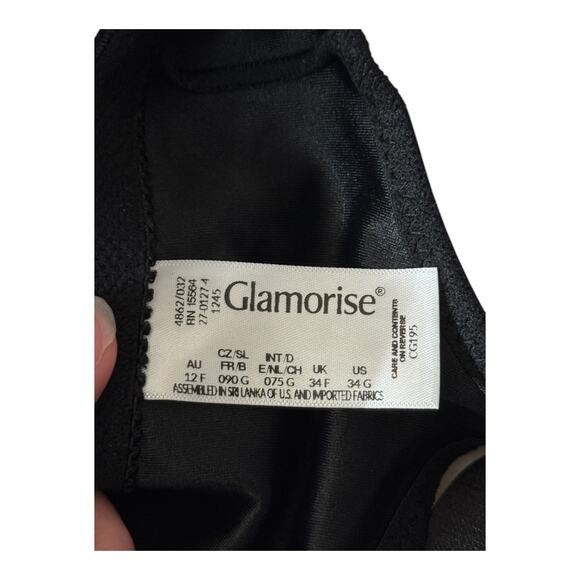 Glamorise Bra 1245 Wonderwire front close underwire black size 34G - Picture 5 of 7